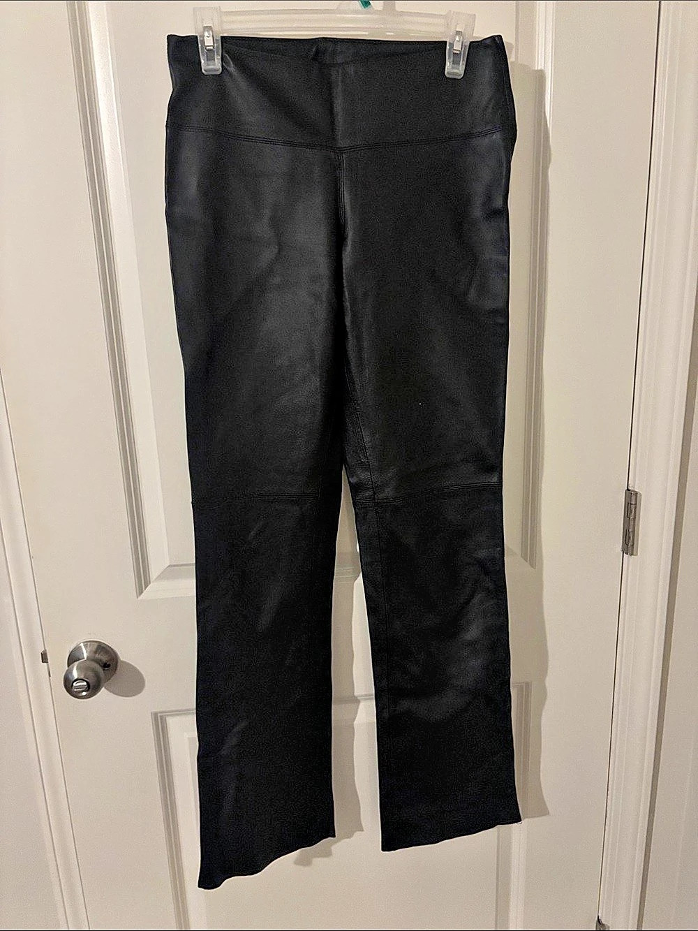Express Leather Straight Leg Pants in Black Size 3/4